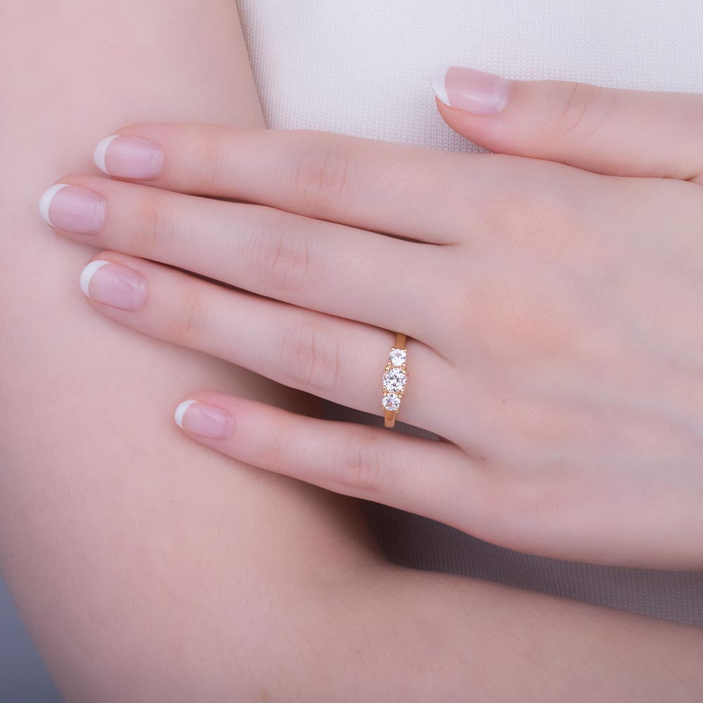 Eternity Three Stone Lab Grown Diamond 9ct Gold Ring #2
