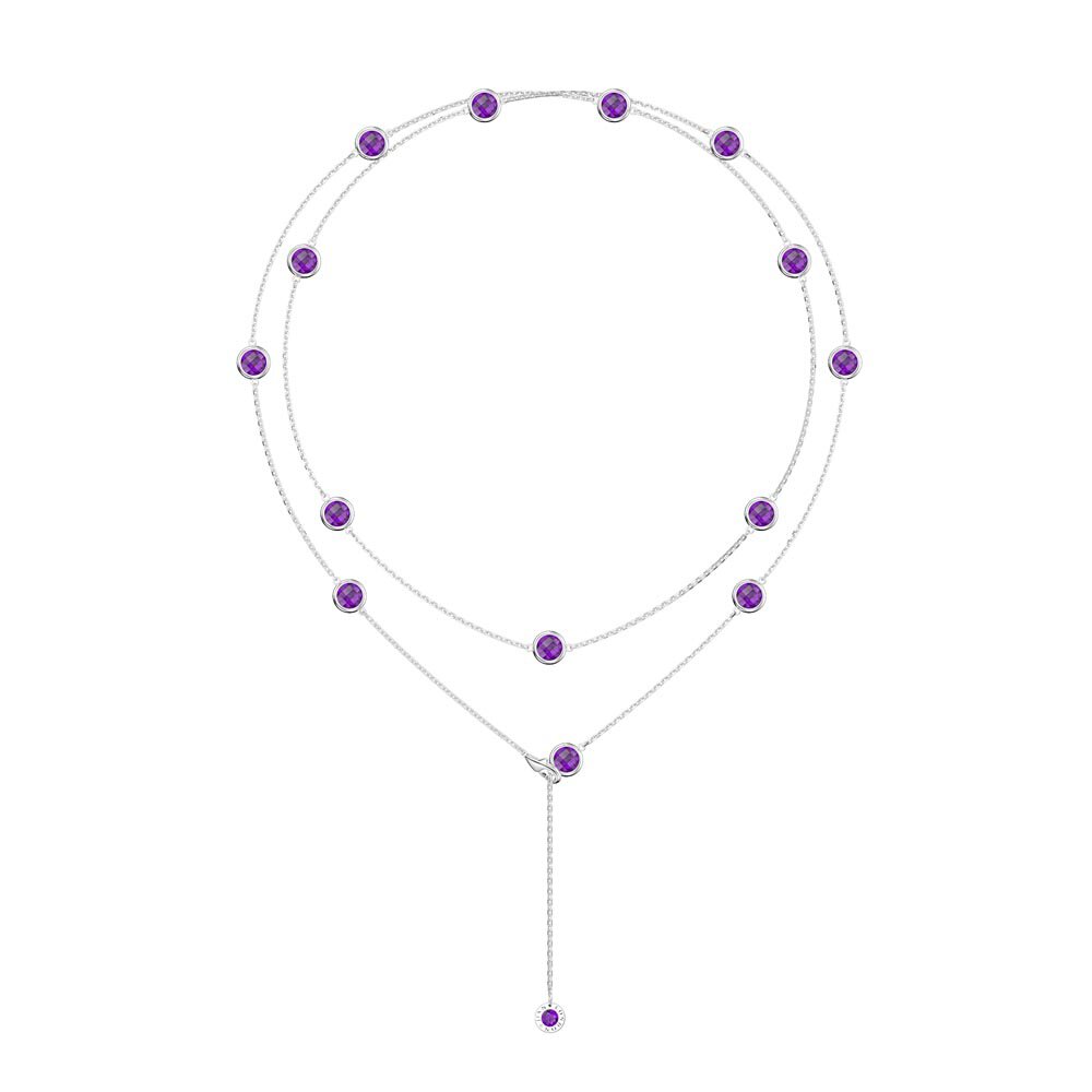 Amethyst By the Yard Platinum plated Silver Necklace