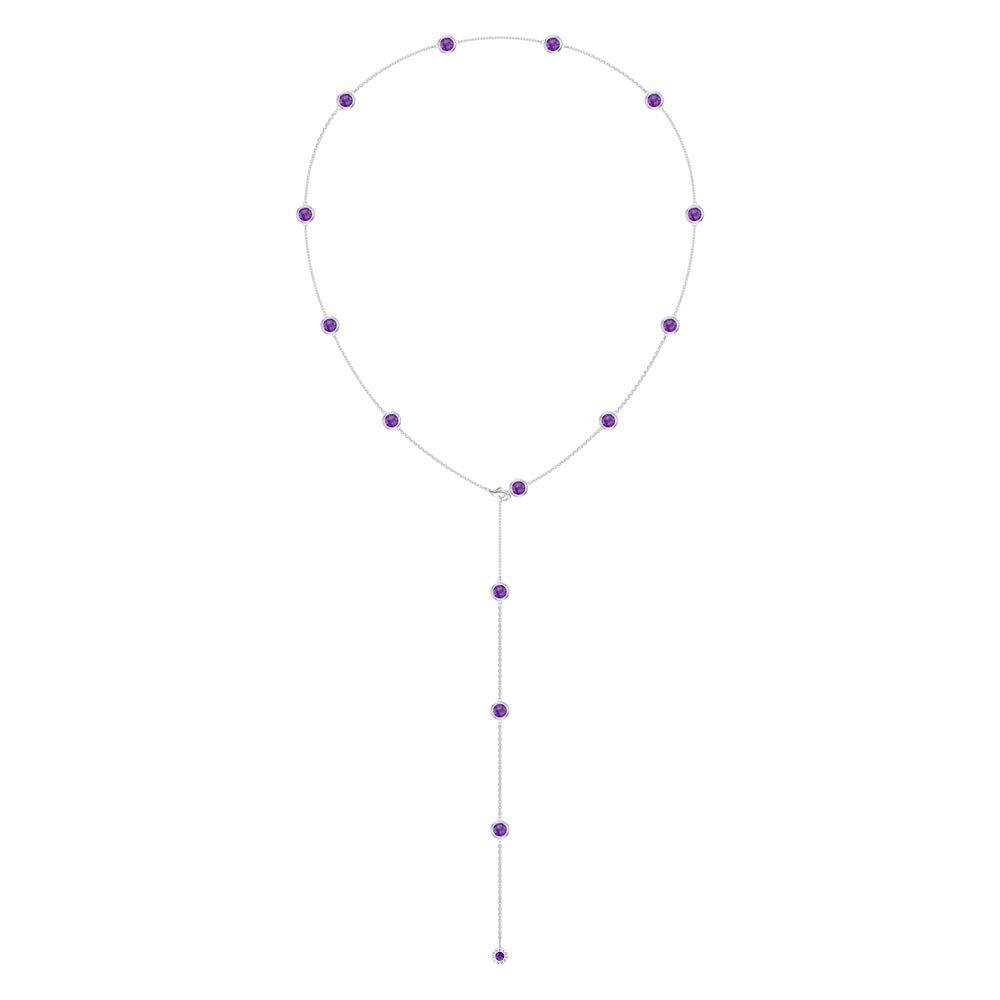 Amethyst By the Yard Platinum plated Silver Necklace #2