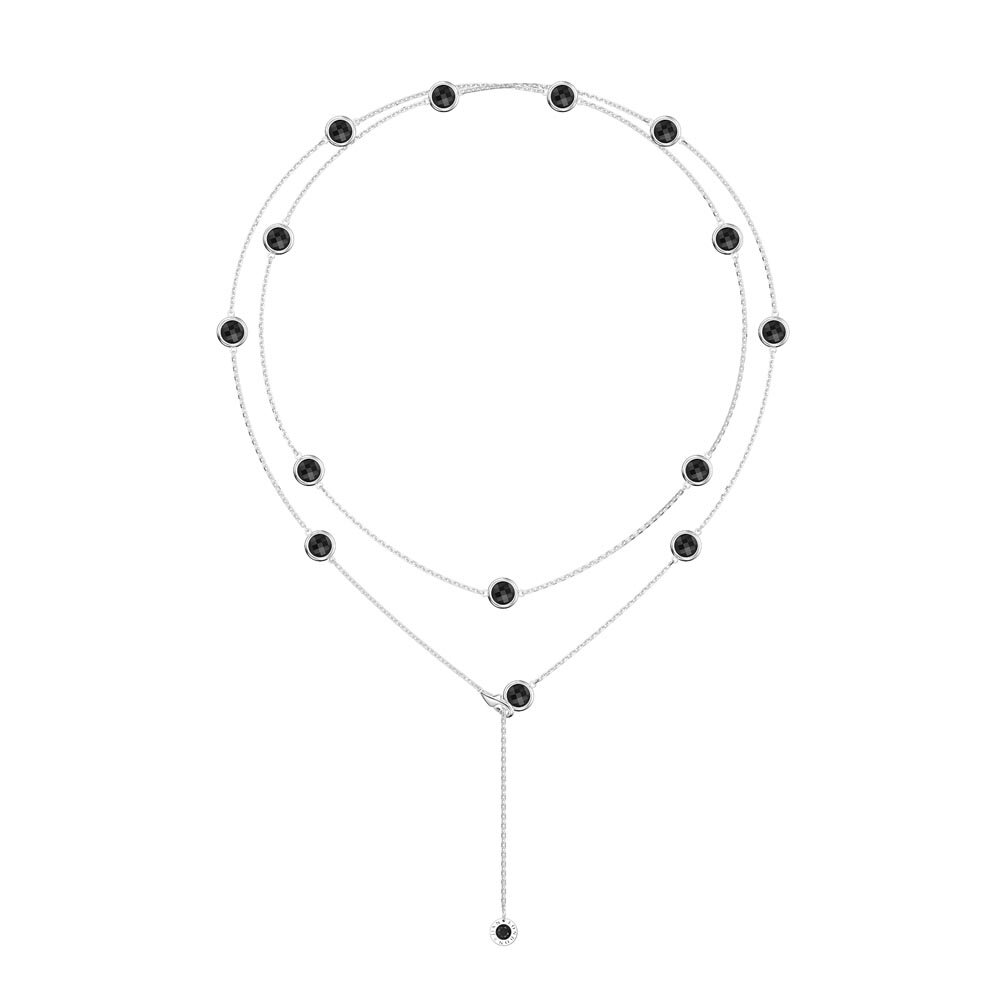 Onyx By the Yard Platinum plated Silver Necklace