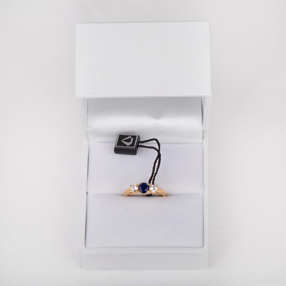 Eternity Three Stone Sapphire and Diamonds 18ct Yellow Gold Engagement Ring #3