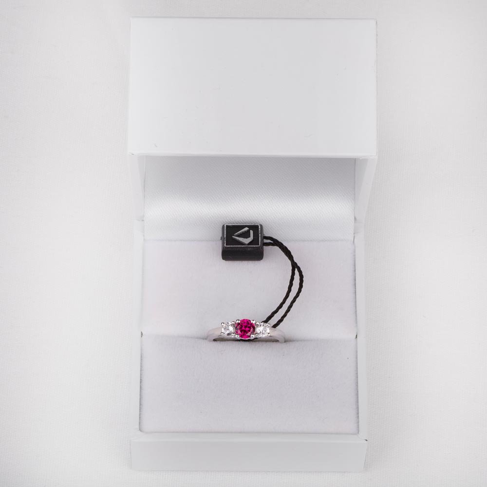 Eternity Three Stone Ruby Lab Diamond Platinum Ring #3