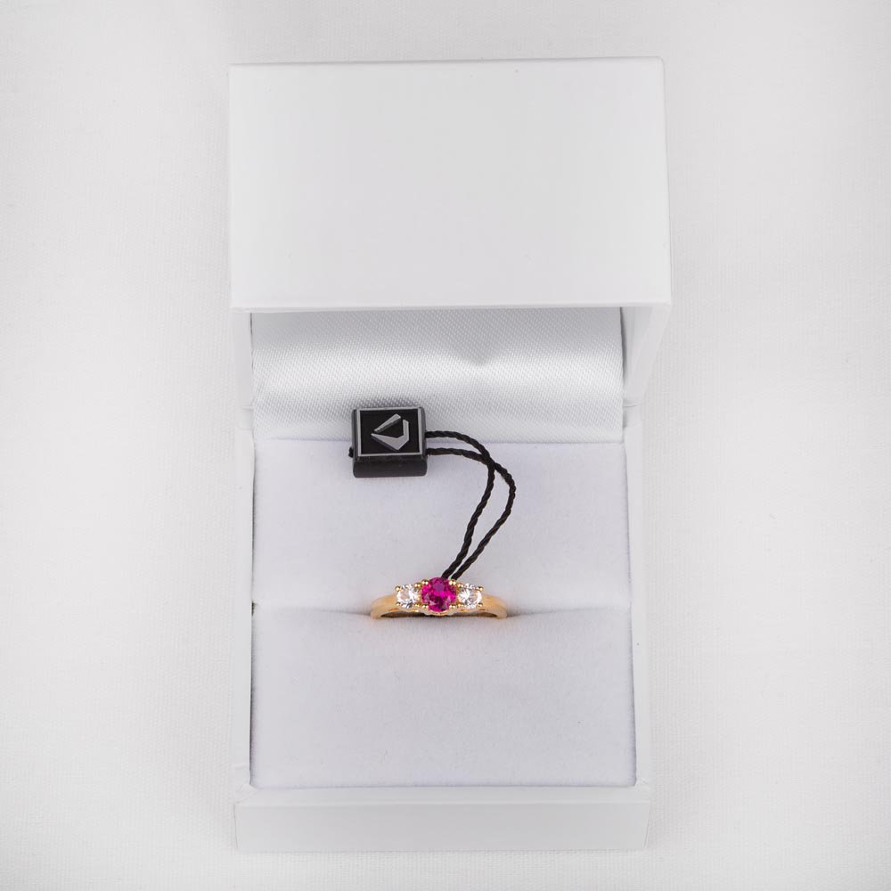 Eternity Three Stone Ruby and Diamond 18ct Yellow Gold Engagement Ring #3