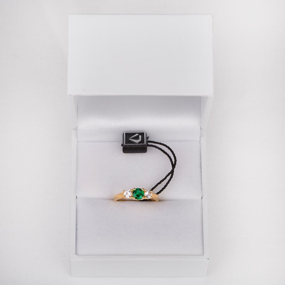 Eternity Three Stone Emerald and Moissanite 9ct Yellow Gold Promise Ring #3