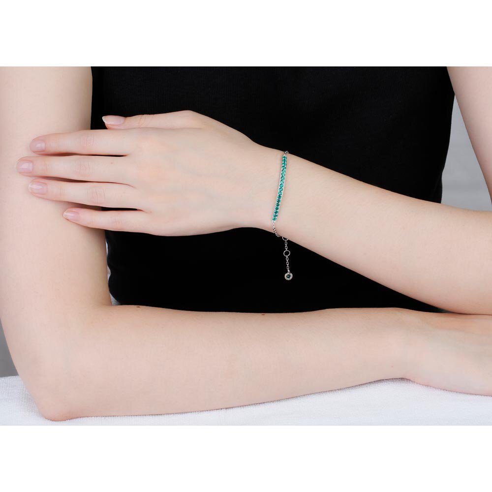 Eternity Emerald Platinum plated Silver Line Bracelet #2