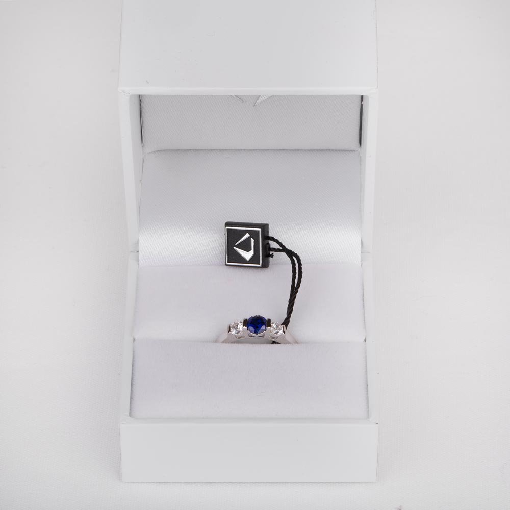 Unity Three Stone Sapphire Platinum plated Silver Promise Ring #4