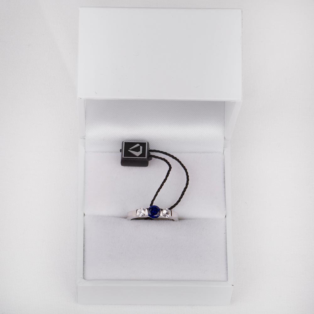 Unity Three Stone Sapphire and Lab Diamond Platinum Ring #3