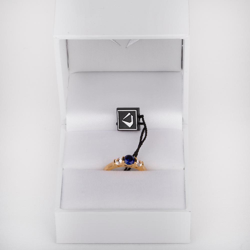 Unity Three Stone Sapphire and Moissanite 9ct Yellow Gold Proposal Ring #4