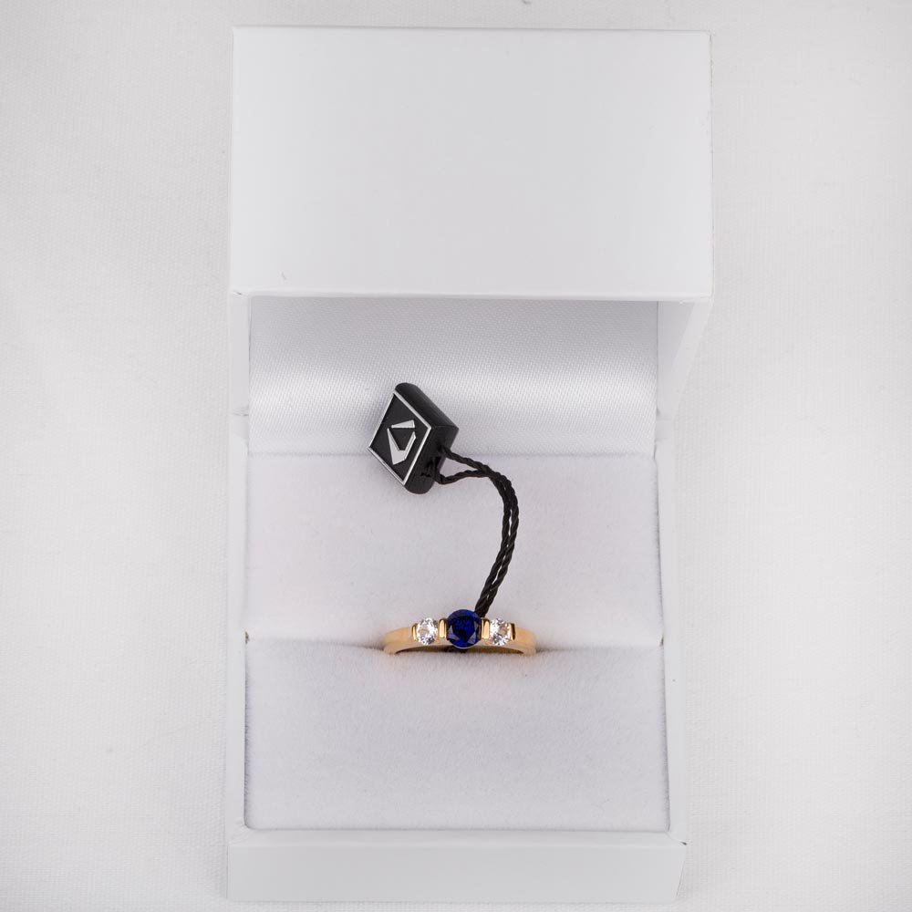 Unity Three Stone Sapphire and Moissanite 9ct Yellow Gold Proposal Ring #3