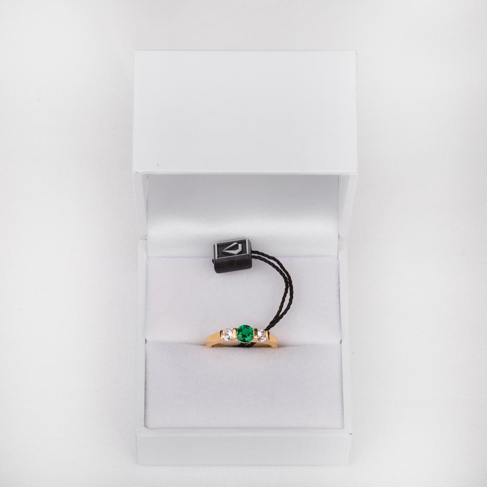 Unity Three Stone Emerald and Moissanite 9ct Yellow Gold Proposal Ring #3