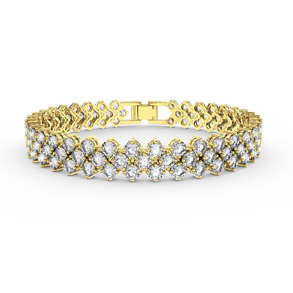 Eternity Three Row Diamond CZ 18ct Gold plated Silver Tennis Bracelet