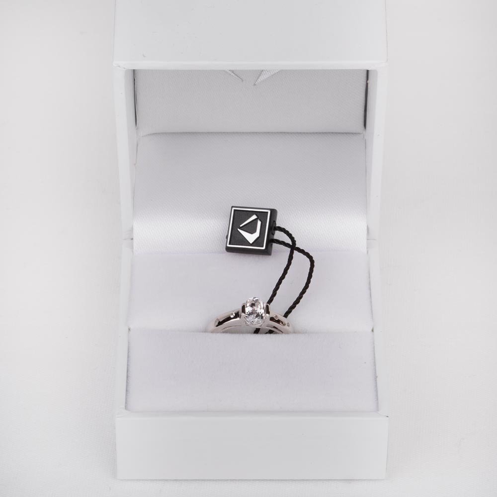 Unity White Sapphire Oval Platinum plated Silver Promise Ring #2