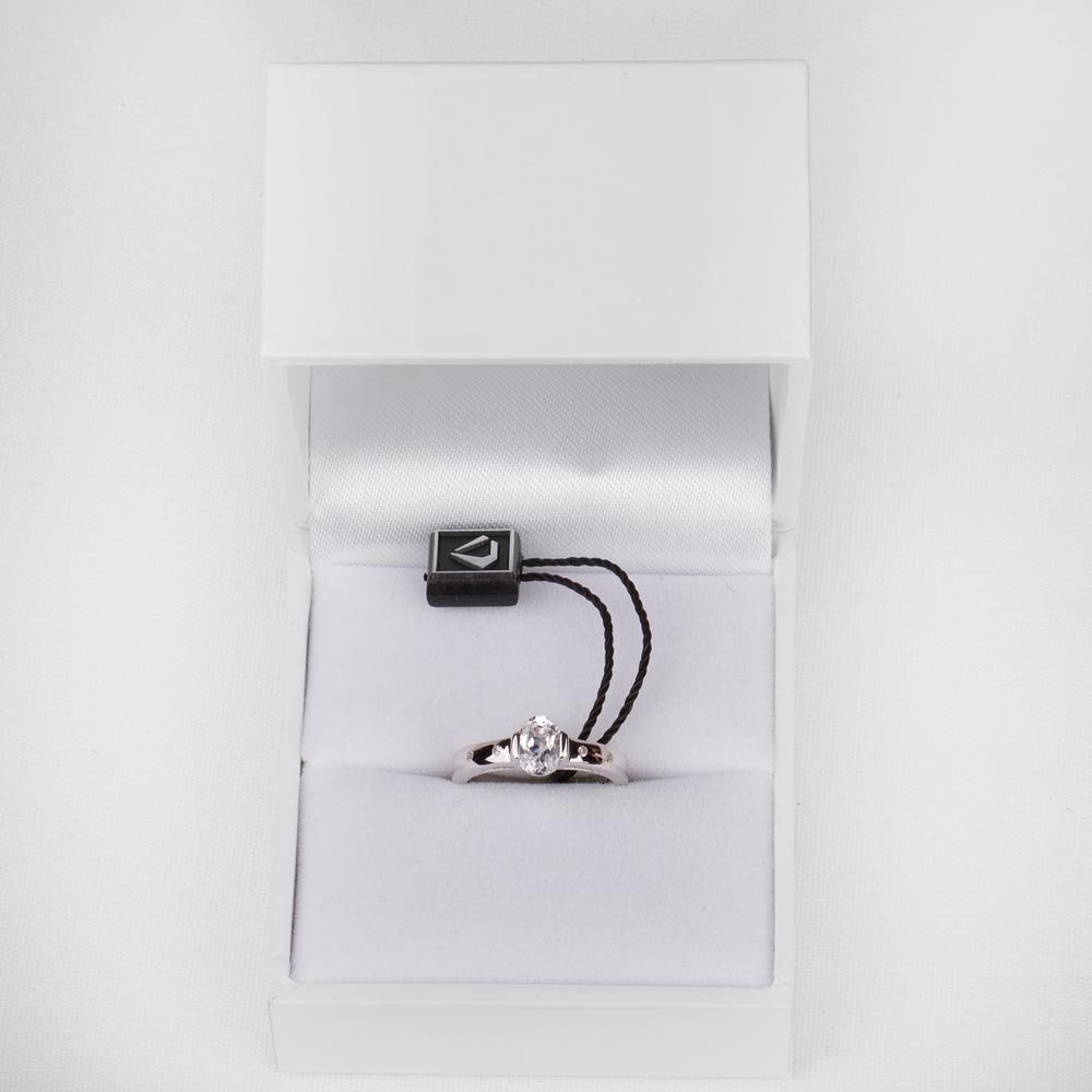 Unity White Sapphire Oval Platinum plated Silver Promise Ring #3