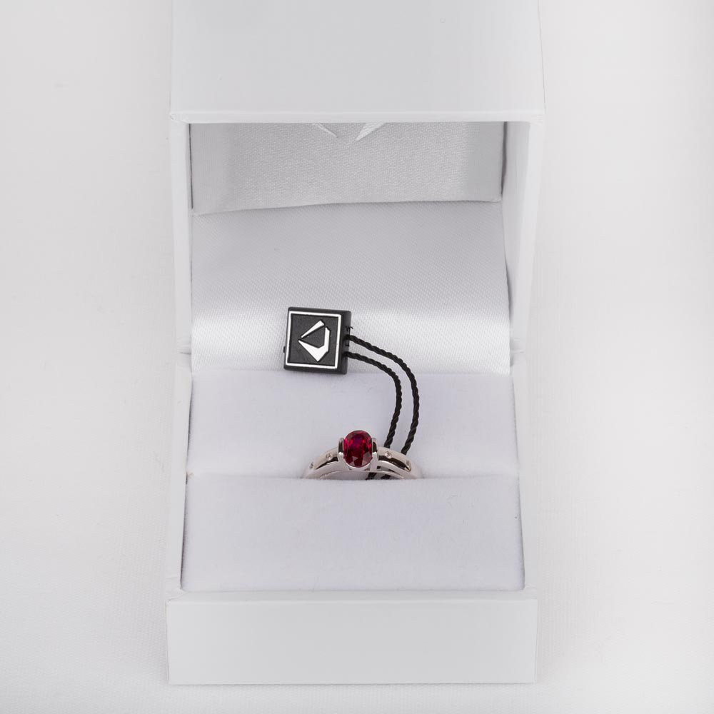 Unity Ruby Oval Platinum plated Silver Promise Ring #2