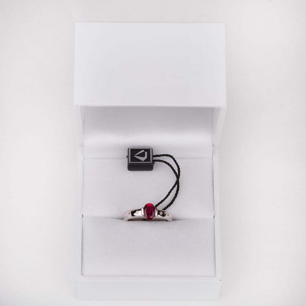 Unity Ruby Oval Platinum plated Silver Promise Ring #3