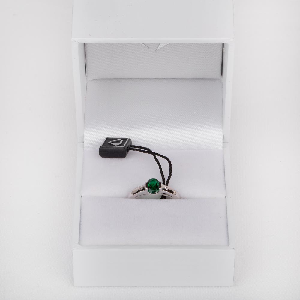 Unity Emerald Oval Platinum plated Silver Promise Ring #2