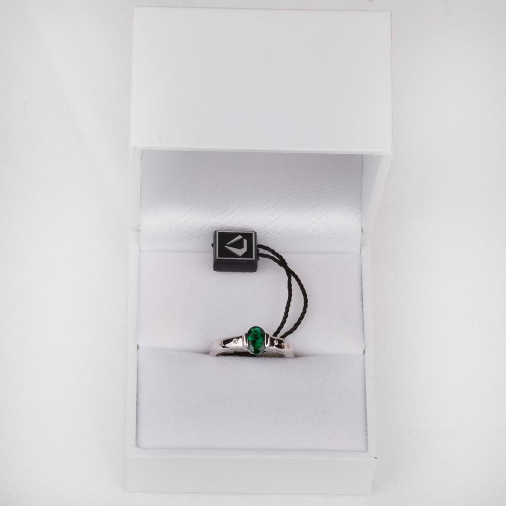 Unity Emerald Oval Platinum plated Silver Promise Ring #3