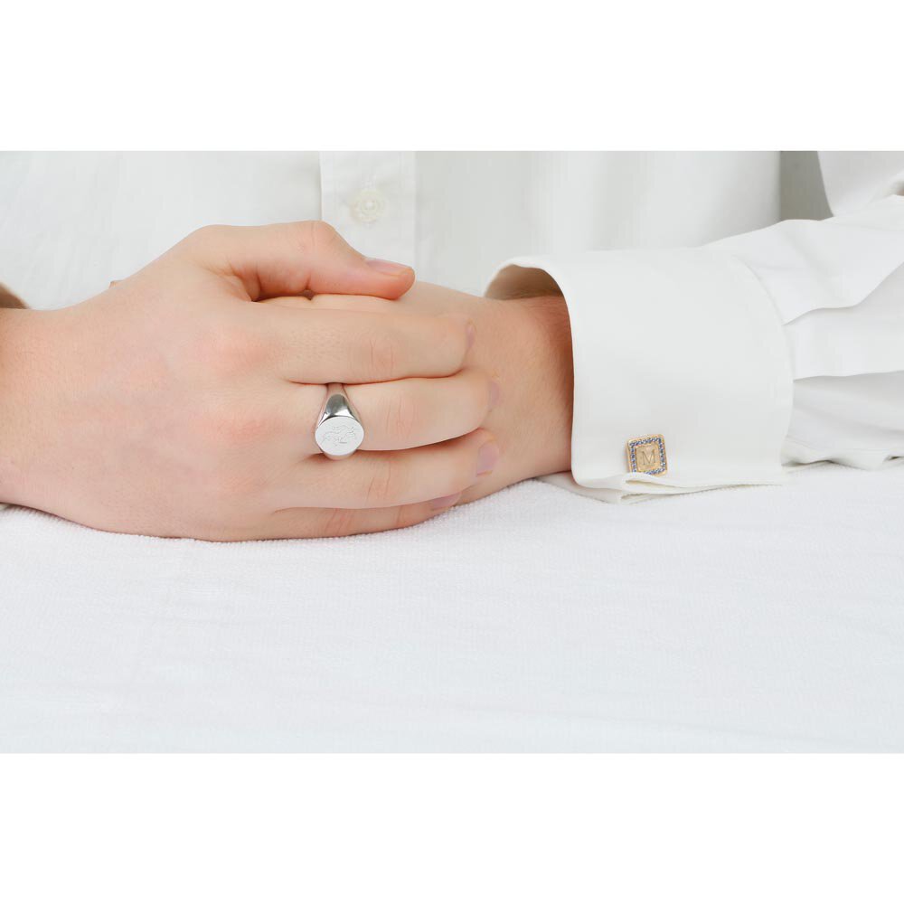 Oval Platinum plated Silver Signet Ring #2