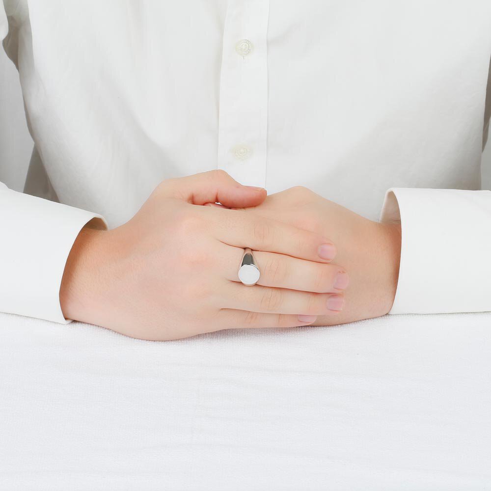 Round Platinum plated Silver Signet Ring #2