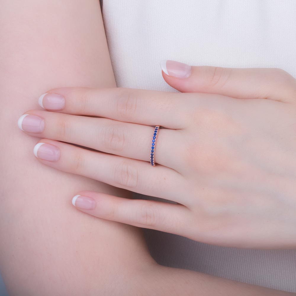 Promise Sapphire Platinum plated Silver Half Eternity Ring #2