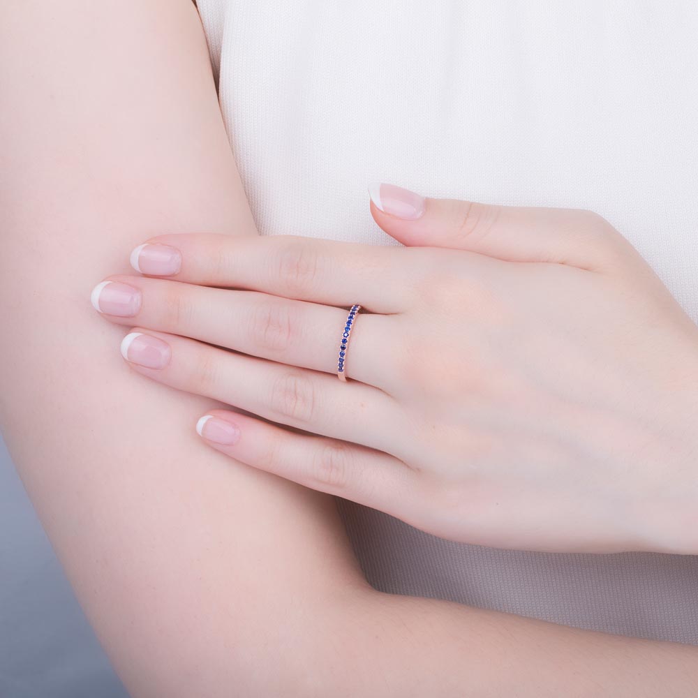 Promise Sapphire 9ct Gold Half Eternity Ring #2