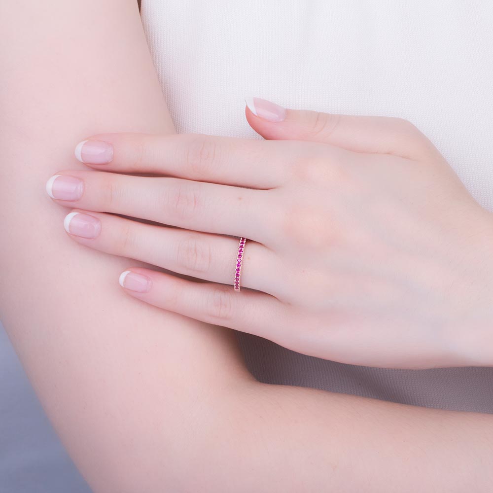 Promise Ruby 9ct Gold Half Eternity Ring #2