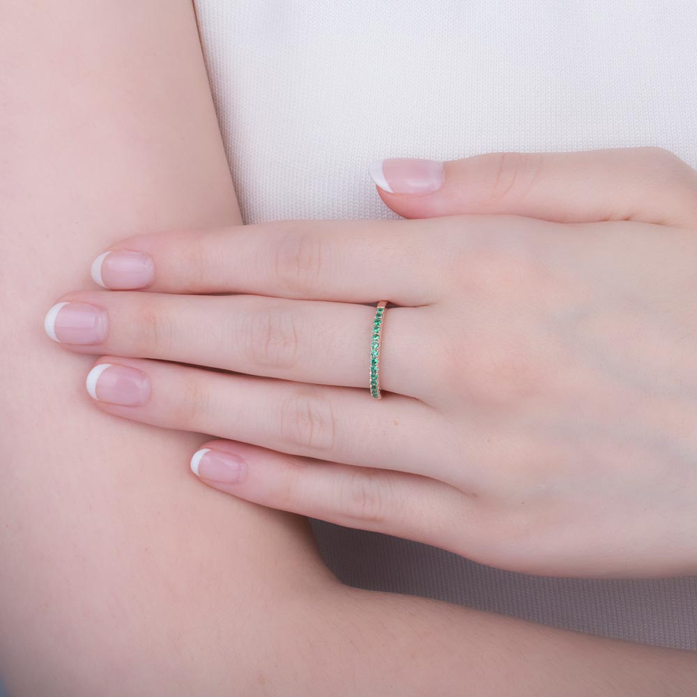 Promise Emerald Platinum plated Silver Half Eternity Ring #2