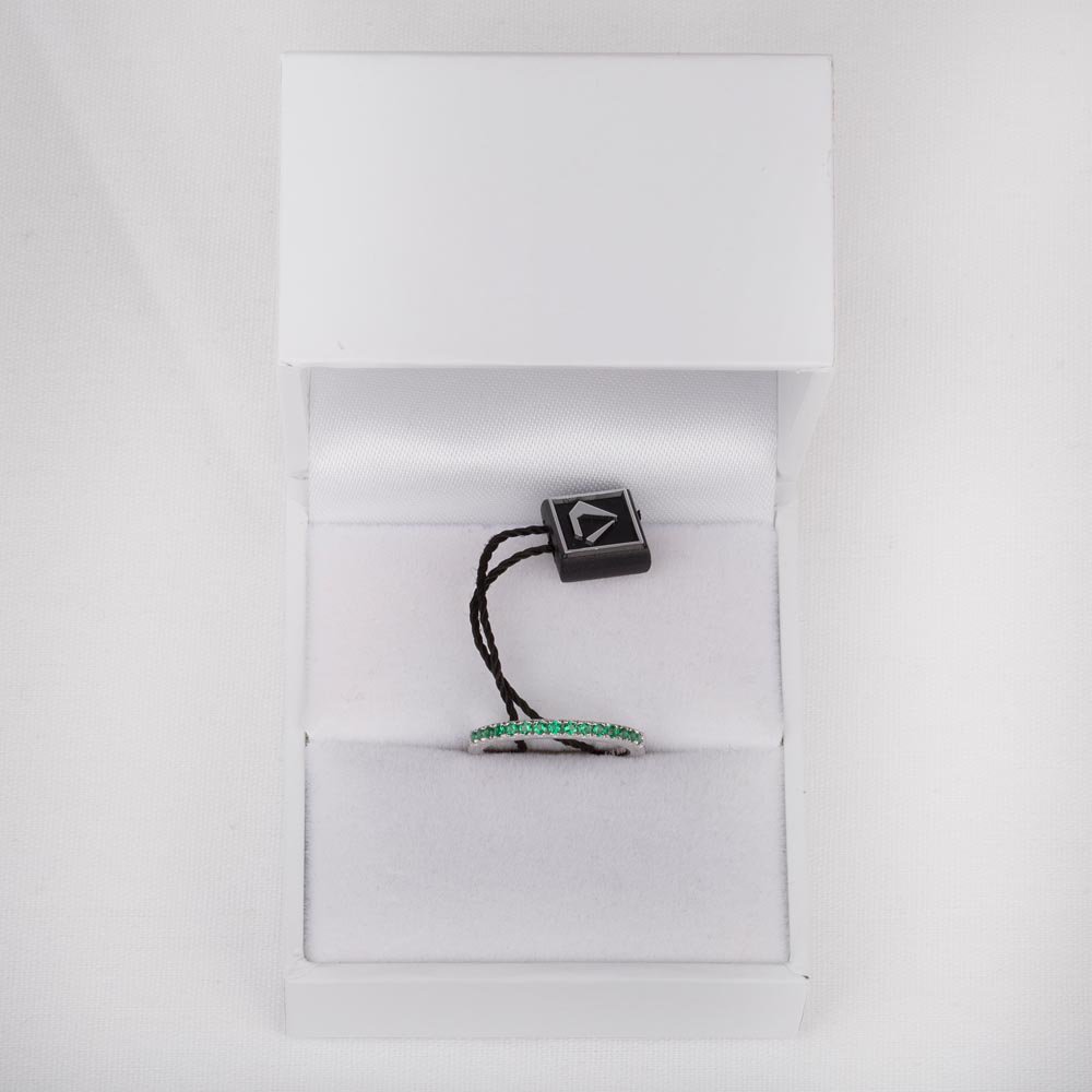 Promise Emerald Platinum plated Silver Half Eternity Ring #5