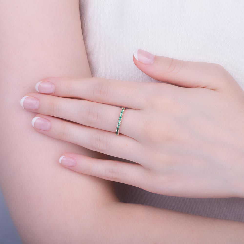 Promise Emerald 18ct Yellow Gold Half Eternity Ring #2