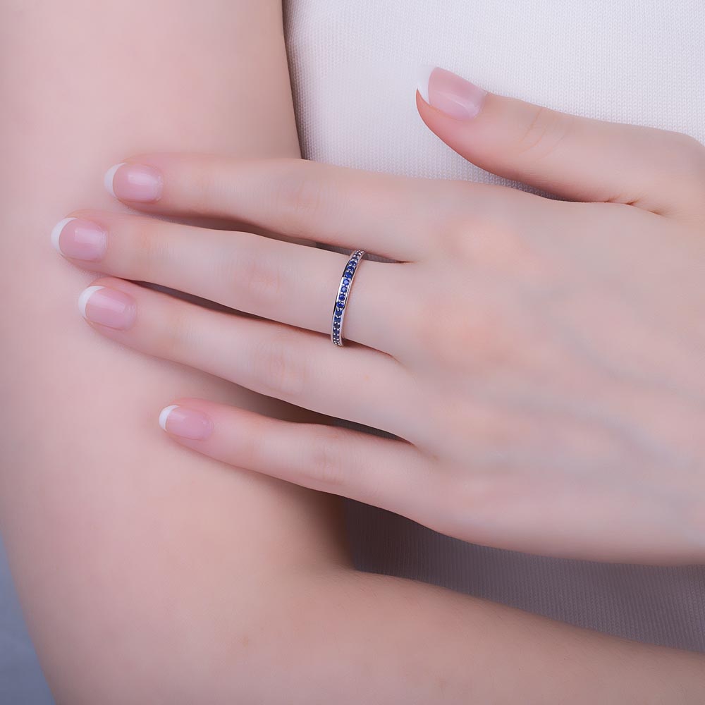 Promise Sapphire Platinum Channel Full Eternity Ring #2