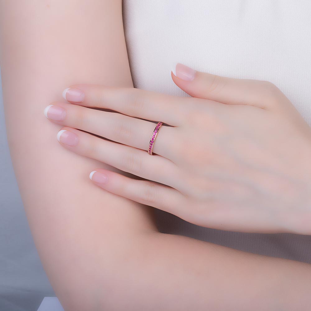 Promise Ruby 18ct Rose Gold Channel Full Eternity Ring #2