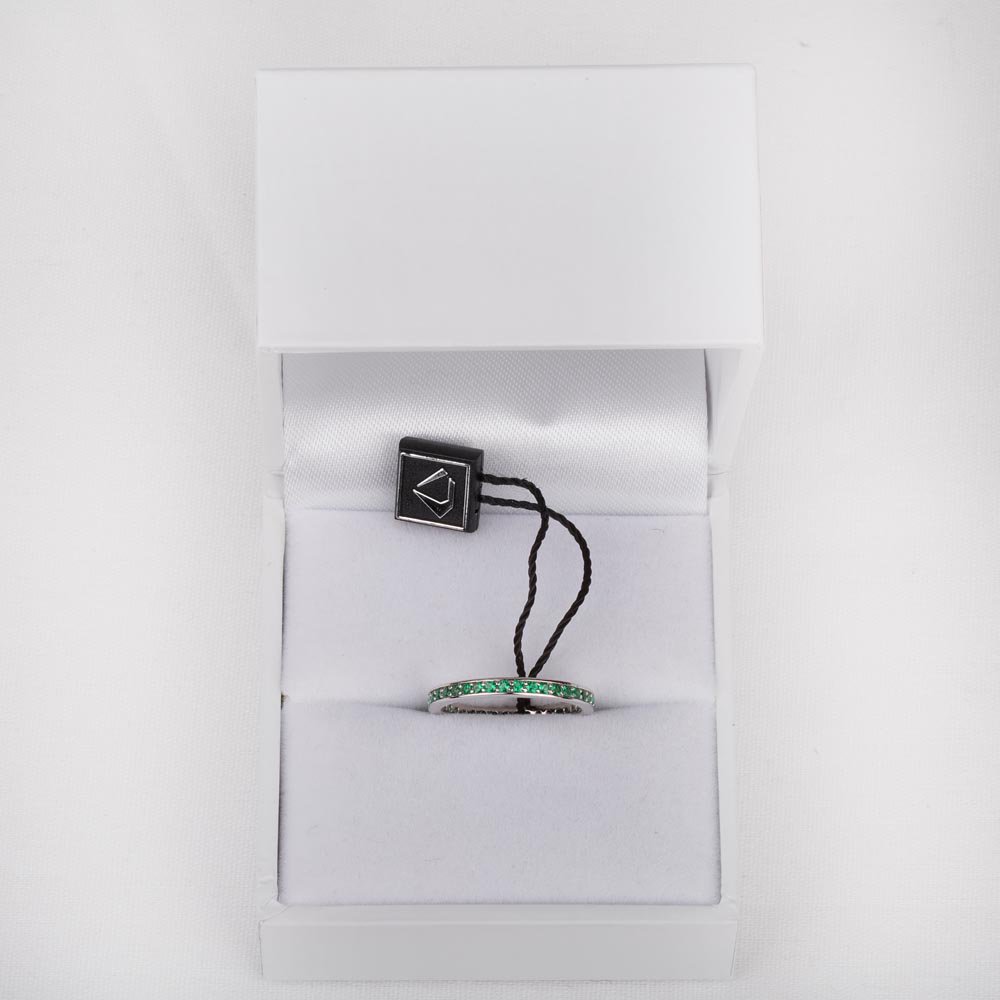 Promise Emerald Platinum plated Silver Channel Full Eternity Ring #4