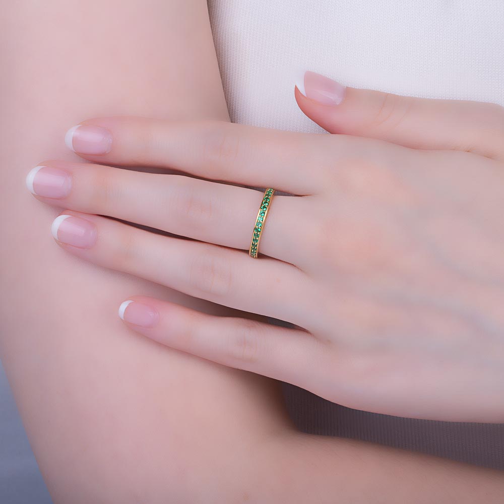 Promise Emerald 18ct Yellow Gold Channel Full Eternity Ring #2