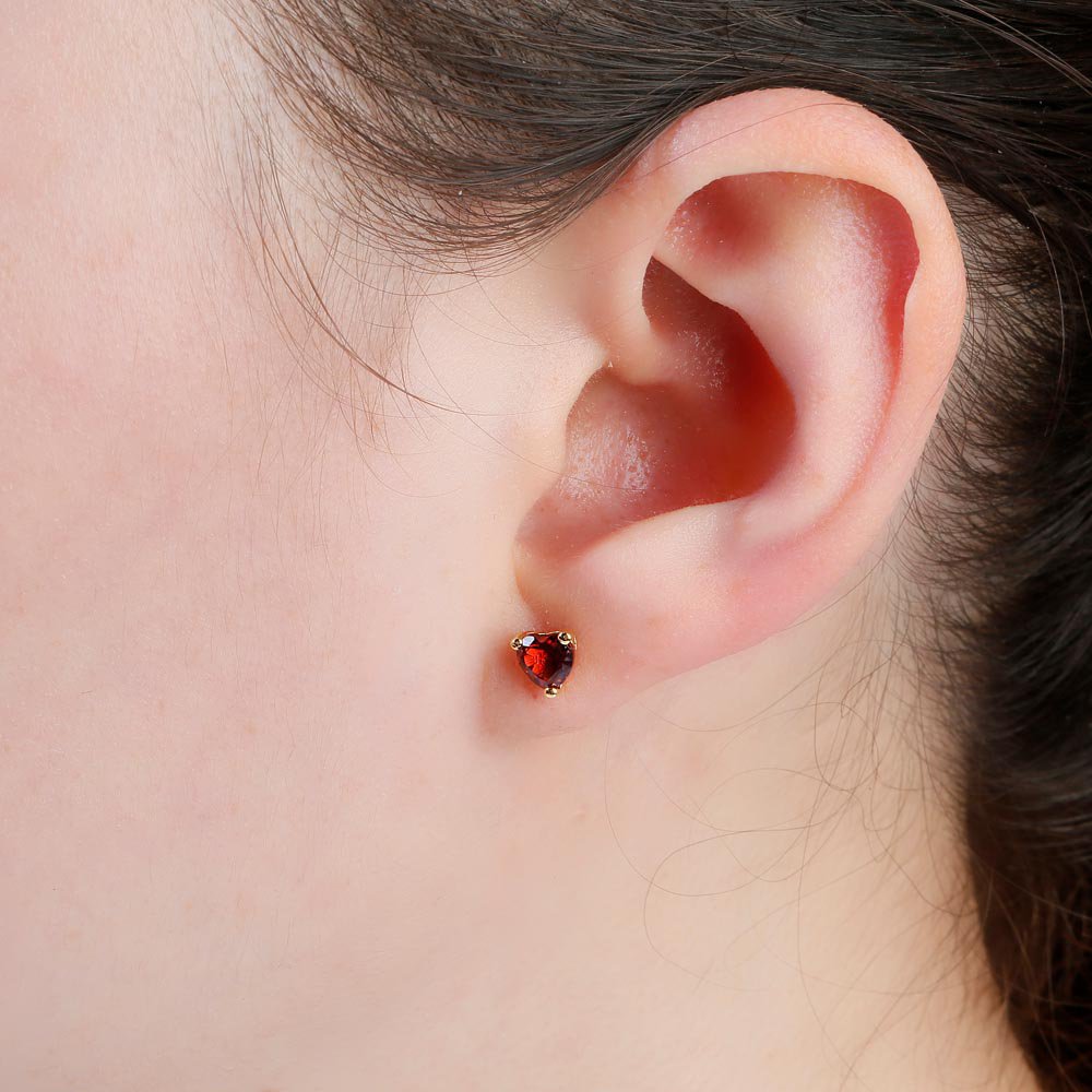 Charisma 1ct Heart Garnet 18ct Gold Vermeil Stud Earrings #2