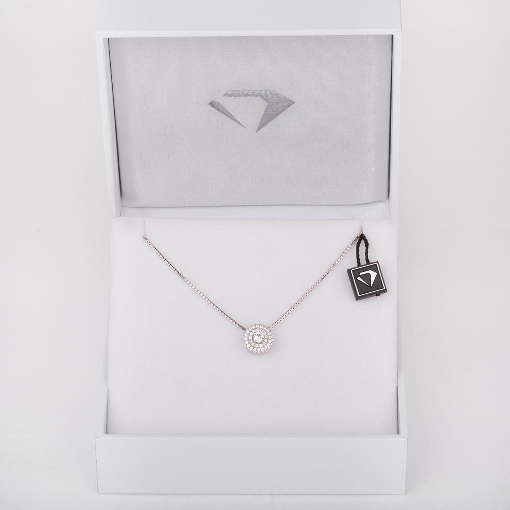 Fusion White Sapphire Halo Platinum plated Silver Pendant #2
