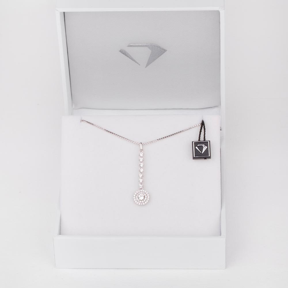 Fusion White Sapphire Halo Platinum plated Silver Pendant #3