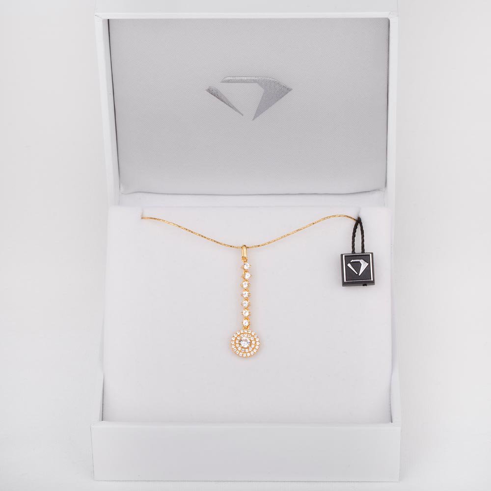 Fusion White Sapphire Halo 18ct Gold Vermeil Pendant #6