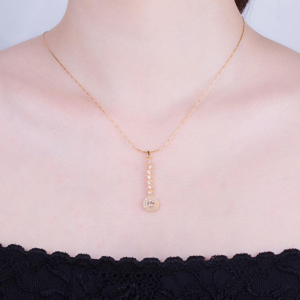 Fusion White Sapphire Halo 18ct Gold Vermeil Pendant #3