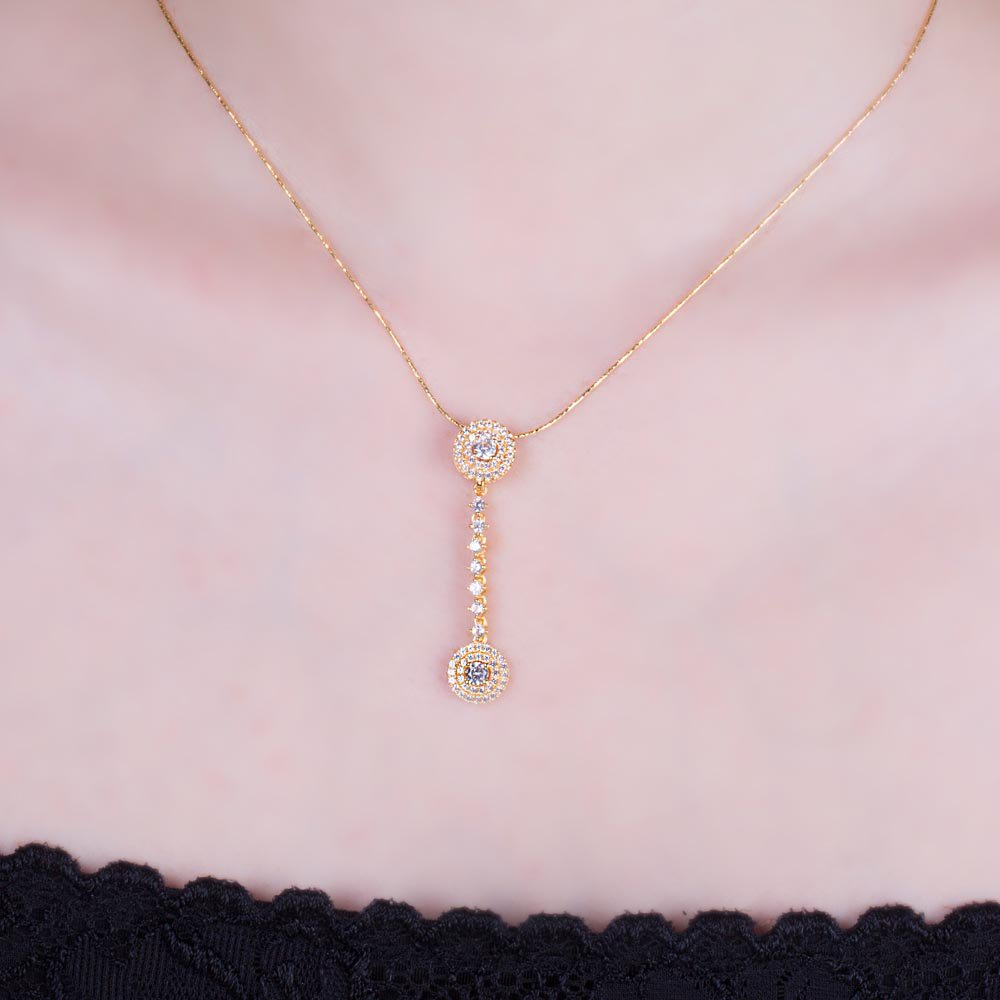 Fusion White Sapphire Halo 18ct Gold Vermeil Pendant #4