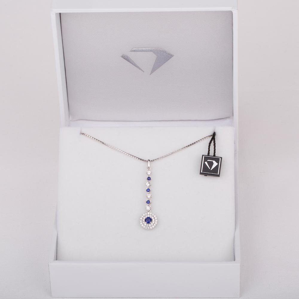 Fusion Sapphire Halo 18ct White Gold Pendant #6