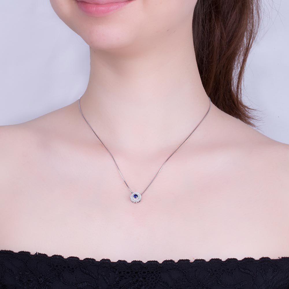 Fusion Sapphire Halo 18ct White Gold Pendant #2