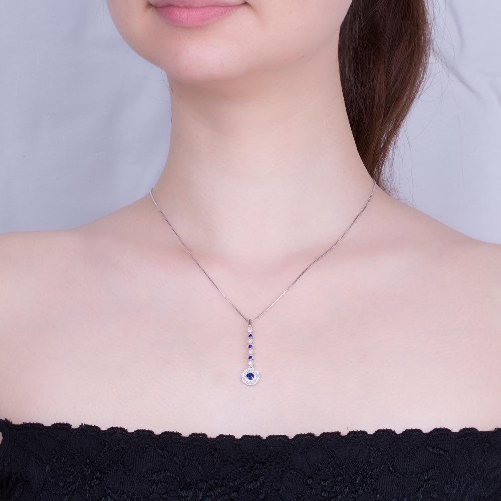 Fusion Sapphire Halo 18ct White Gold Pendant #3