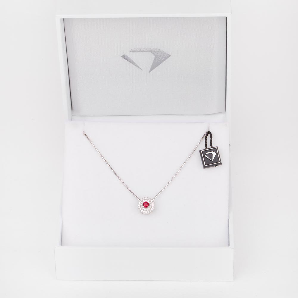 Fusion Ruby Halo Platinum plated Silver Pendant #5