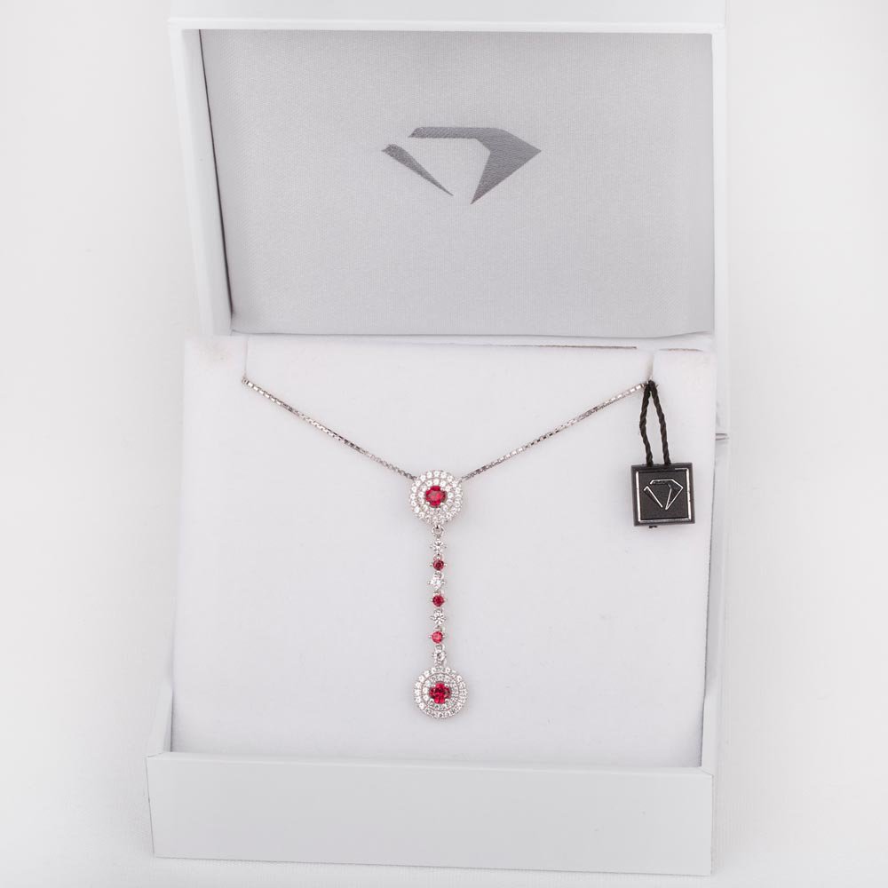 Fusion Ruby Halo Platinum plated Silver Pendant #7