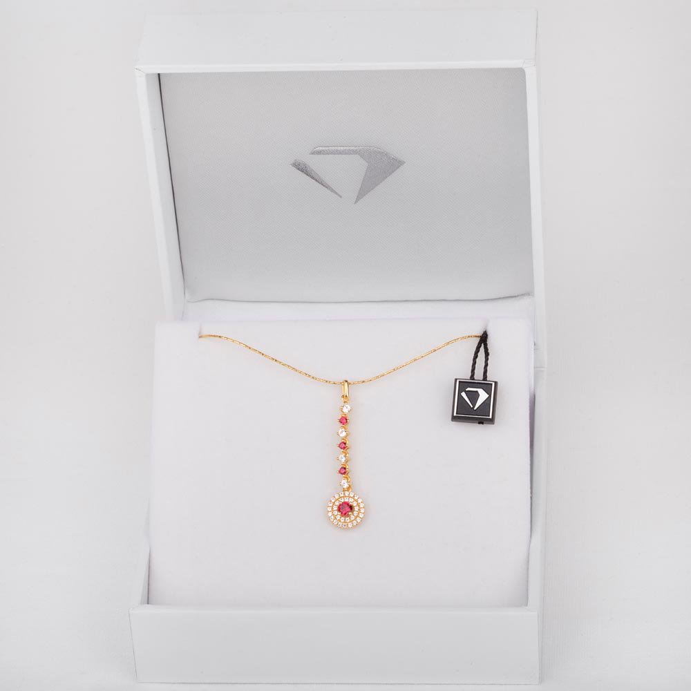 Fusion Ruby Halo 18ct Gold Vermeil Drop Pendant #6