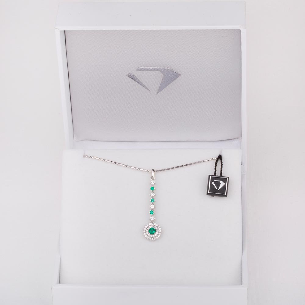 Fusion Emerald Halo Platinum plated Silver Pendant #5