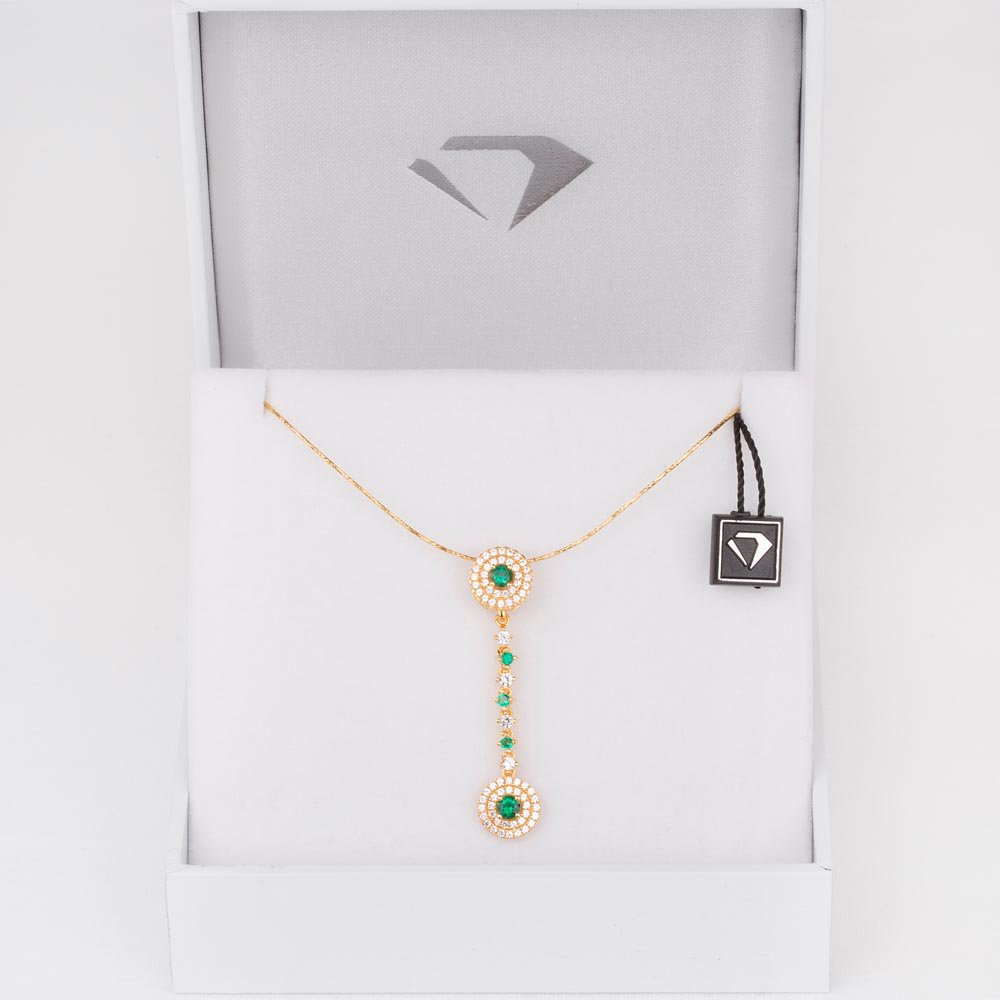 Fusion Emerald Halo 18ct Gold Vermeil Pendant #5