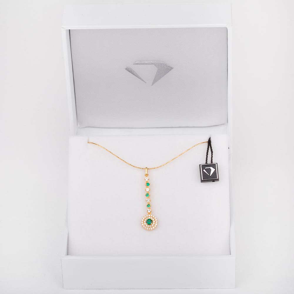 Fusion Emerald Halo 18ct Gold Vermeil Pendant #7