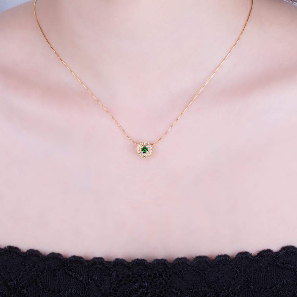 Fusion Emerald Halo 18ct Gold Vermeil Pendant #2