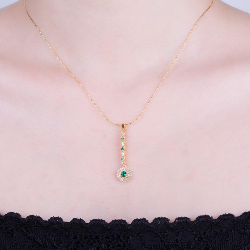Fusion Emerald Halo 18ct Gold Vermeil Pendant #3